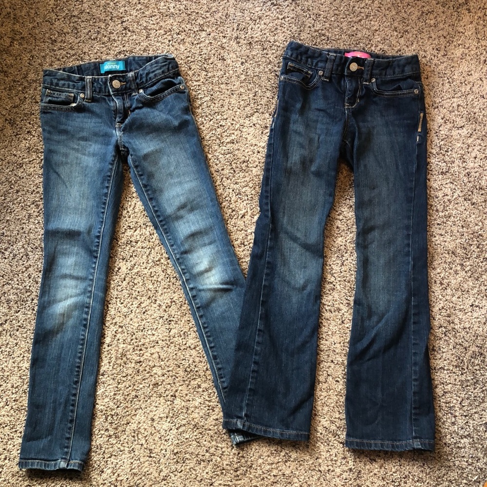 Old Navy Girls size 8 Slim Jeans. One pair skinny and one bootleg. $12 for both.